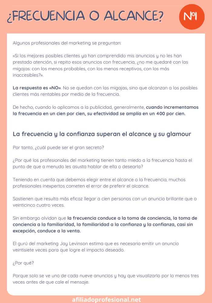 Frecuencia o alcance Marketing de Afiliados